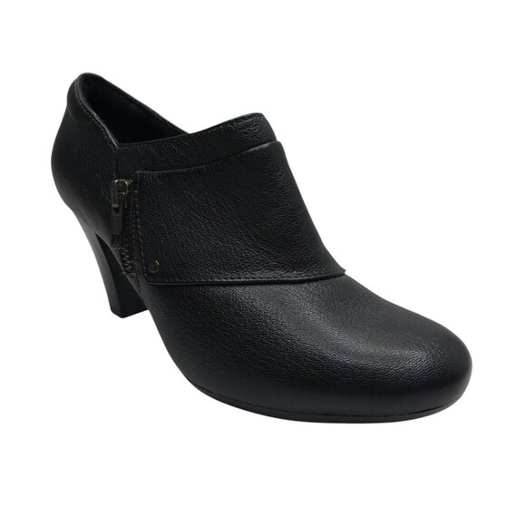 Clarks Bendables Black Leather Heeled Comfort Ankle Booties Shooties Womens 7 - Picture 1 of 13